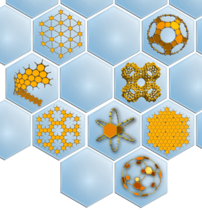 Figure 3: Examples for sp-, sp2-, and sp3- connection schemes leading to the new SCAs carbyne, graphyne, and yne-diamond.