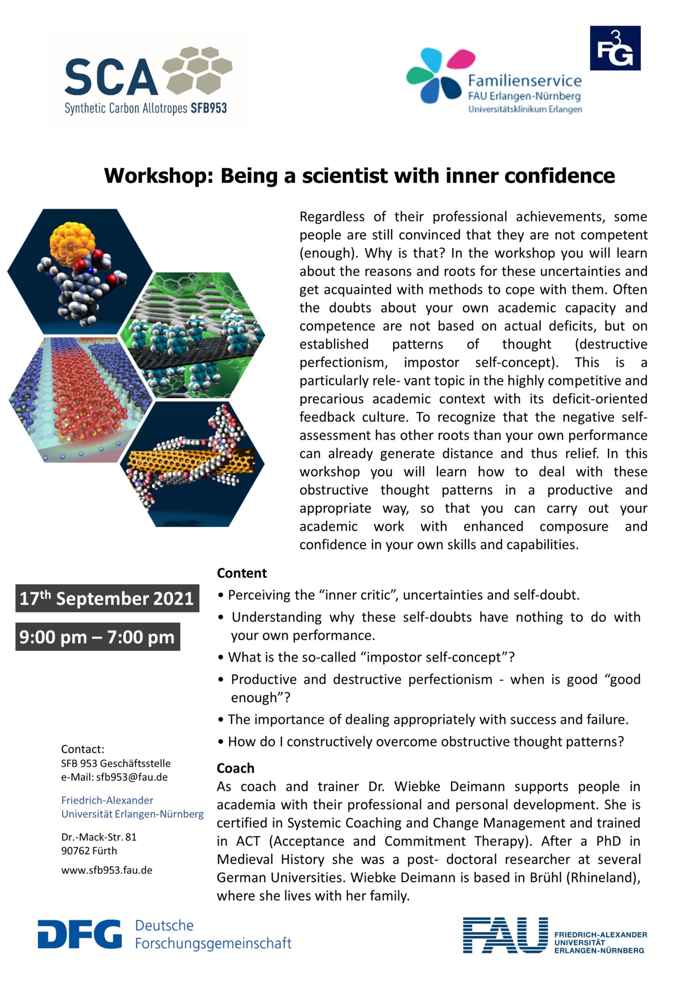 Poster "Workshop: Being a Scientist with Inner Confidence"